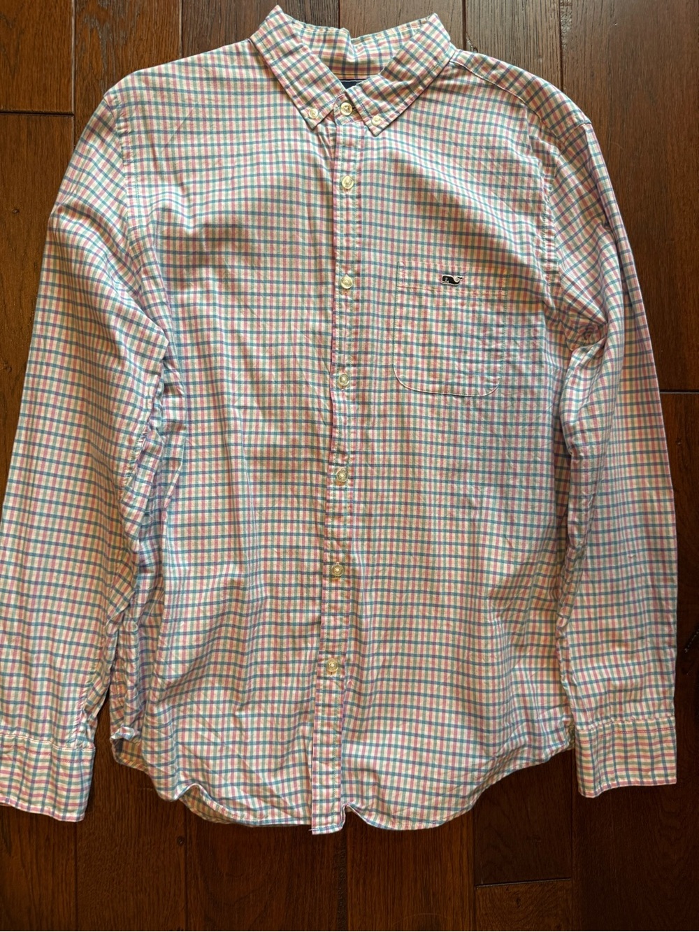 Vineyard Vines Men's Plaid Button-Down Shirt - White with Pink & Blue
